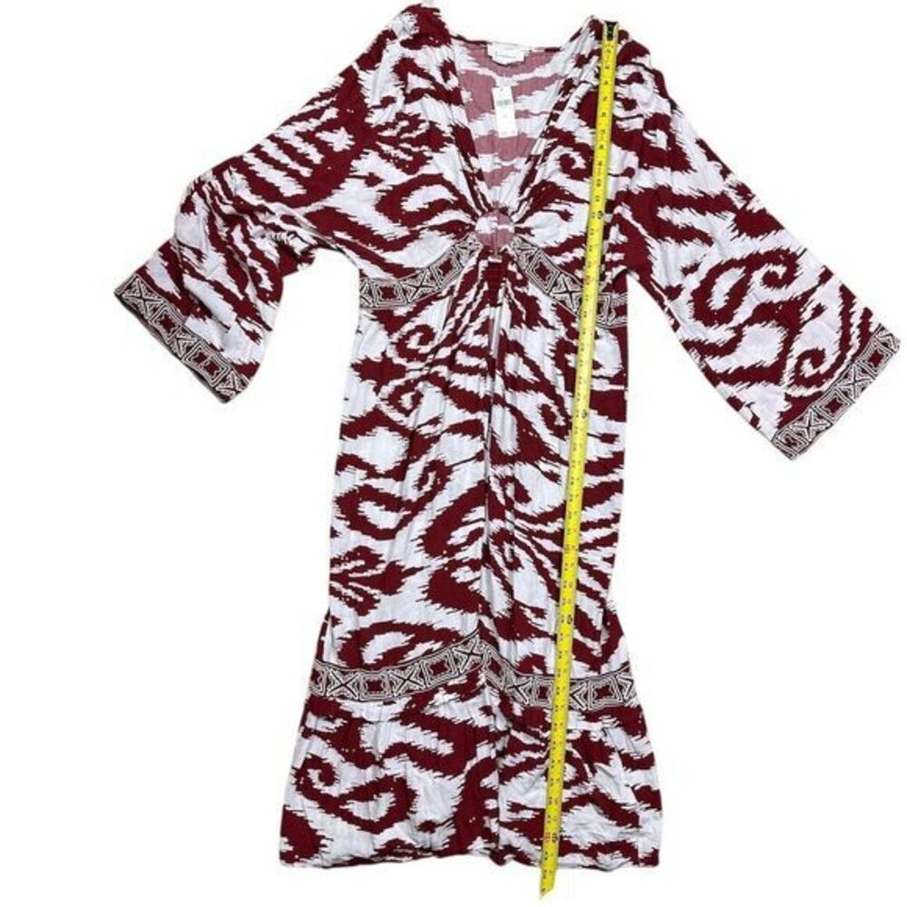 NWT Anthropologie Women's Red Printed Front Ring Kaftan Cover Up Kimono Size M/L - Picture 7 of 10